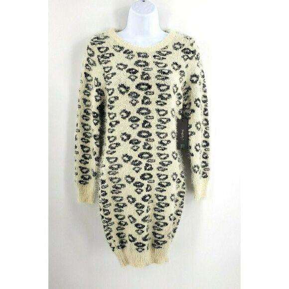 Rhapsody Sweater Dress XS Animal Print Cozy Shaggy Eyelash Fuzzy Knit New - Picture 12 of 12